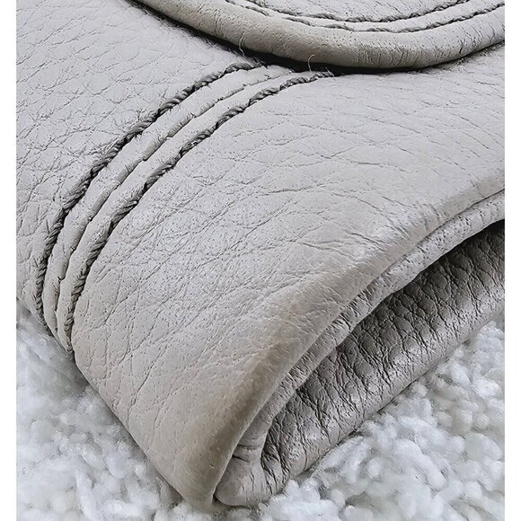 FOSSIL Greige Pebble Leather Medium Flap Bi-Fold Wallet Clutch Organizer - Picture 4 of 11